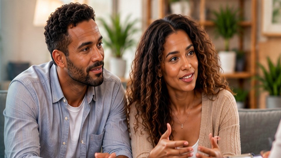 Couple discussing relationship concerns with a therapist for Couples Counseling Weston